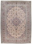Kashan Tappeto 380x280 Beige (Iran) Annodato A Mano