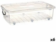 Scatola con Ruote per Organizzare Trasparente Plastica 40 L 46,5 x 20 x 72,2 cm (6 Unità)