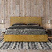 Letto matrimoniale contenitore imbottito 160x190 tessuto Era 6 giallo Arla