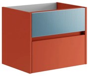 Mobile da bagno sotto lavabo Niwa paprika frontale in vetro blu pacifico laccato opaco L 59.5 x H 50 x P 45.5 cm 2 cassetti, lavabo non incluso