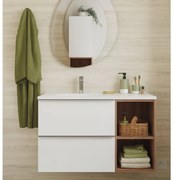 Mobile da bagno sotto lavabo SENSEA Modern bianco laminato opaco L 80 x H 55 x P 45 cm 2 cassetti, lavabo non incluso