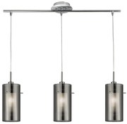 Lampadario Contemporaneo Duo 2 Acciaio Cromo Vetro 3 Luci E14