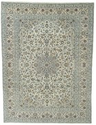 Kashan Tappeto 390x300 Beige (Iran) Annodato A Mano