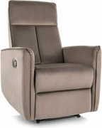 Poltrona reclinabile Nikos in velluto cappuccino – 72x86/159x105 cm