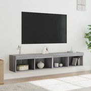 Mobili porta tv con luci led 2 pz grigio sonoma 80x30x30 cm