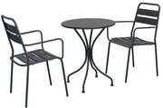 ROMANUS - set tavolo in metallo cm Ø 60 x 71h con 2 poltrone Romanus
