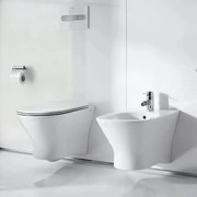 Coppia sanitari sospesi scarico a parete ROCA Nexo WC: P 53.5 x L 36 x H 34.5 cm, bidet: P 56.5 x L 38 x H 37.5 cm