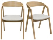 Sedie scandinave in legno chiaro massello di rovere e tessuto beige (set di 2) LOVA