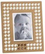 Portafoto di design pied de poule grande oro laccato in ferro e pol...