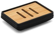 Porta sapone da appoggio nero in abs e bambù Wave