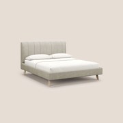 Selene letto imbottito con piedini naturali sfoderabile in tessuto impermeabile T02 panna