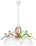 Lampadario a sospensione con catena RETRO 5xE27/60W/230V bianco/colorato