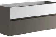 Mobile da bagno sospeso sotto lavabo L 119.5 x H 50 x P 45.5 cm grigio laccato opaco, 2 cassetti VISOBATH Niwa