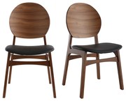 Sedie scandinave noce e poliuretano nero (set di 2) ELTON