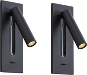 Set di 2 lampade da parete moderne nere con LED inclusi - Plaza