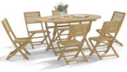 Set Da Pranzo Da Giardino 7 Pz İn Legno Massello Di Acacia /