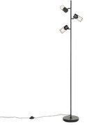 Lampada da terra industriale nera 3 luci - Jim