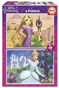 Set di 2 Puzzle Disney Princess Cinderella and Rapunzel 48 Pezzi