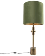 Lampada da tavolo Art Déco con paralume in velluto verde bronzo 40 cm - Diverso
