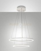 Giotto sospensione 2 luci bianca d.60+d.40cm a led 3000k - 52w - 53...