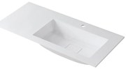 Lavabo integrale a destra rettangolare L 100.5 x H 15 x P 46 cm in resina bianco