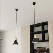 Lampada a sospensione in acciaio ROSA 1 nero/bianco e oro E14