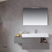 Mobile Bagno Sospeso "Eko-One" Da 90 Cm Composto Da Due Cassetti Sfalsati Lavabo E Specchio Con Lampada Led