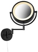 Specchio da parete di design nero con LED regolabile IP44 con tirante - Vicino