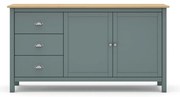 Cassettiera verde polveroso in pino massiccio 150x80x40 cm Misti – Marckeric