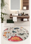 Tappetino per il bagno grigio in velluto ø 100 cm Vintage Flower – Foutastic