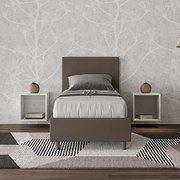 Letto singolo contenitore imbottito 80x200 similpelle cappuccino Adele