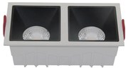 Doppio Faretto Da Incasso Moderno Alfa Led Alluminio Bianco 15W Diffusori Neri