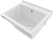 Vasca lavatoio 60x50 cm in ceramica bianca con foro rubinetto a sinistra