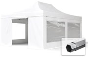 TOOLPORT 4x6m gazebo pieghevole PVC ignifugo con laterali (finestre panoramiche), PROFESSIONAL alluminio, bianco - (582245)