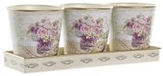 Set di Vasi DKD Home Decor Beige Rosa PVC Alluminio Shabby Chic 38 x 12 x 14 cm (3 Pezzi)