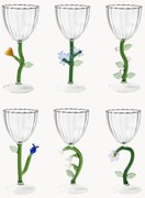 Set 6 bicchieri vino in vetro borosilicato fatti a mano Botanica