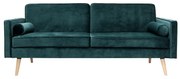 Divano letto scandinavo 3 posti velluto blu petrolio MOORE