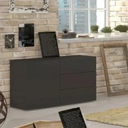 Credenza Moderna con 1 Anta e 3 Cassetti: METIS Antracite Laccato