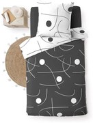 Set copripiumino e federa bianco/grigio scuro in microfibra per letto singolo 140x200 cm Sonate – douceur d'intérieur