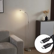 Lampada da terra moderna in acciaio con LED dimmerabile a 3 livelli ricaricabile - Statler
