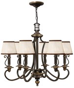 Lampadario Classico Plymouth Acciaio Bronzo Antico Tessuto 6 Luci E14