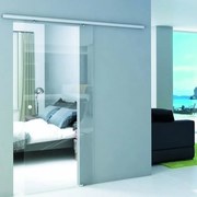 Porta scorrevole reversibile Trasparente Cristal in alluminio trasparente, L 86 x H 215 cm, con binario Atena