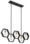 Lampadario Industrial Nordico Bismarck Acciaio Nero Terra 5 Luci E27