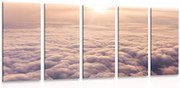 Quadri 5 pezzi – Tramonto dalla finestra dell'aereo