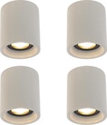 Set di 4 faretti da soffitto rustici rotondi in cemento - Deep