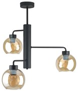 Lampadario a sospensione con supporto rigido FLEX 3xE27/60W/230V nero/fumé beige