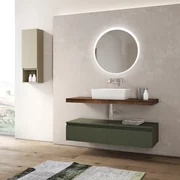 Mobile da bagno sospeso 120 cm Verde con lavabo e specchio LED - NINFA1