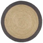 Tappeto Lavorato A Mano İn Juta Con Bordo Grigio Scuro 180 Cm /