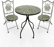 Set Bistrot Tavolo Maioliche D60xH75 Con 2 Sedie Pieghevoli Fogliarte