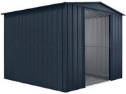 Casetta da giardino Milvy, a due falde in acciaio grigio con porta doppio scorrevole, superficie interna 6.73 m² e spessore parete 0.3 mm